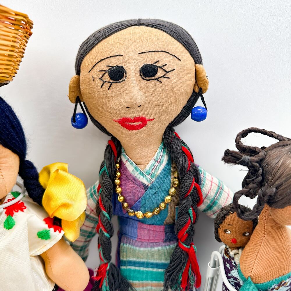Lot 3 Intl Cloth Dolls African Mexican Himalayan Handmade - Picture 6 of 13